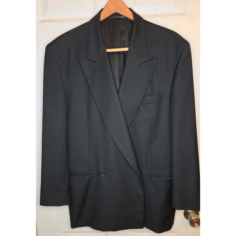 Vintage RED'S Mens Black Double Breasted Blazer Made in Italy 42 Chest